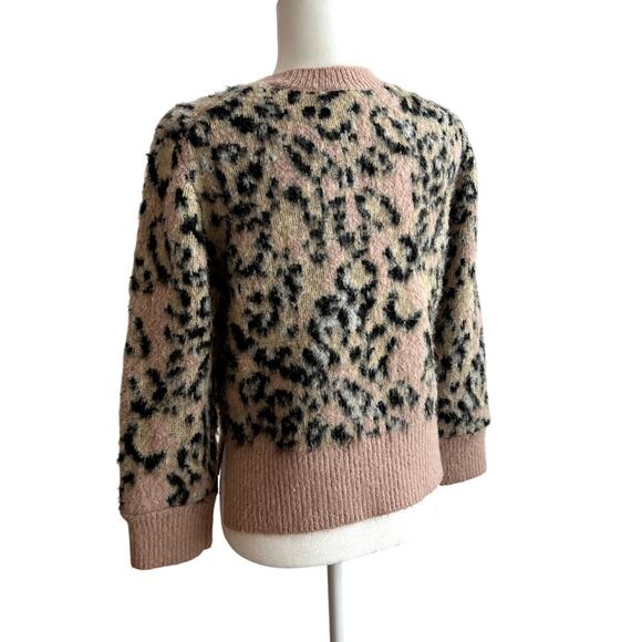 AllSaints Wool Alpaca Blend Crewneck Aurora Leopard Print Sweater Size small - Picture 4 of 6